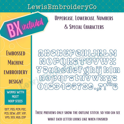 Embossed 3D Puff, Groovy, Machine Embroidery Font - With BX - (PDF Tutorial Included)