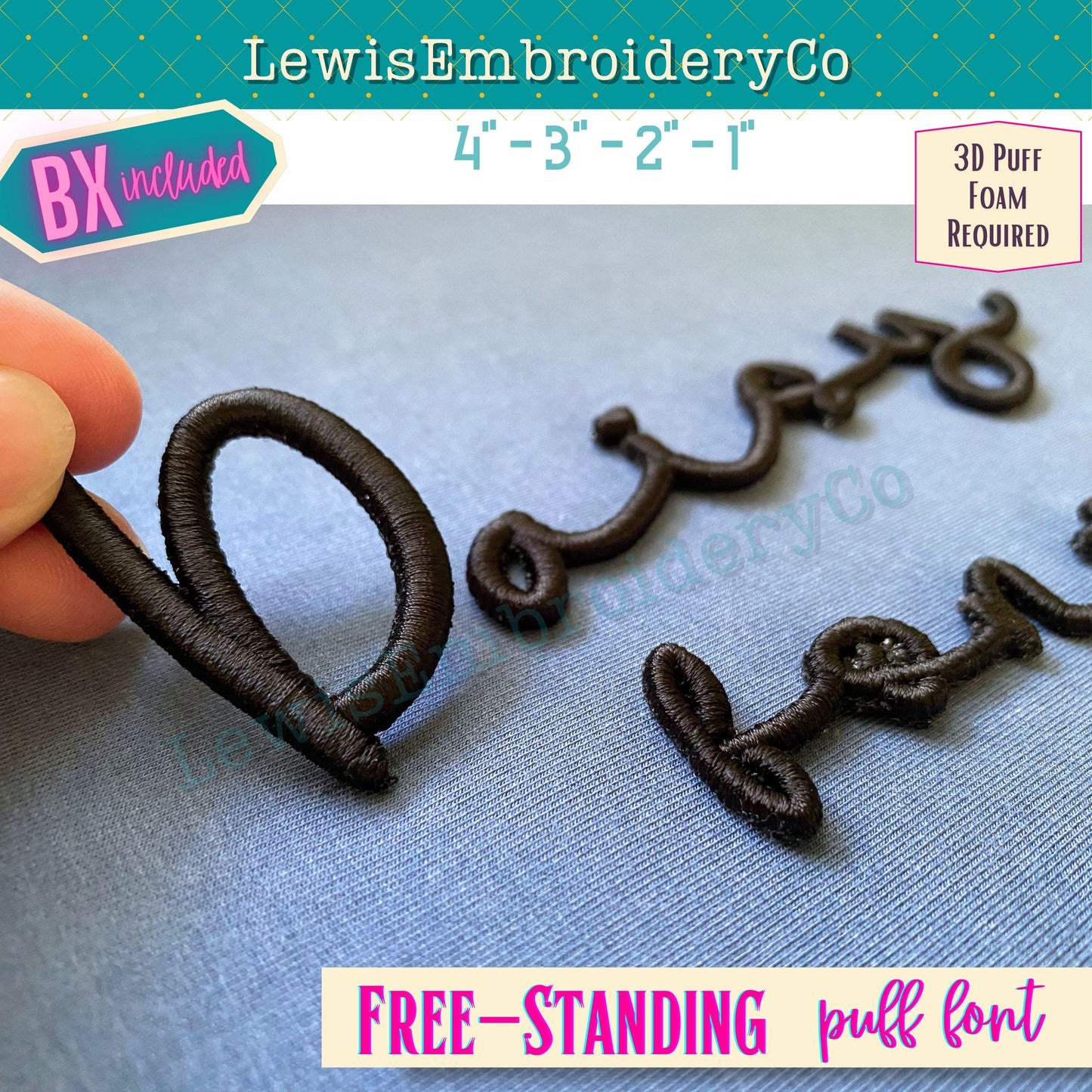 Free-Standing 3D Puff, Machine Embroidery Font - With BX - (PDF Tutorial Included)