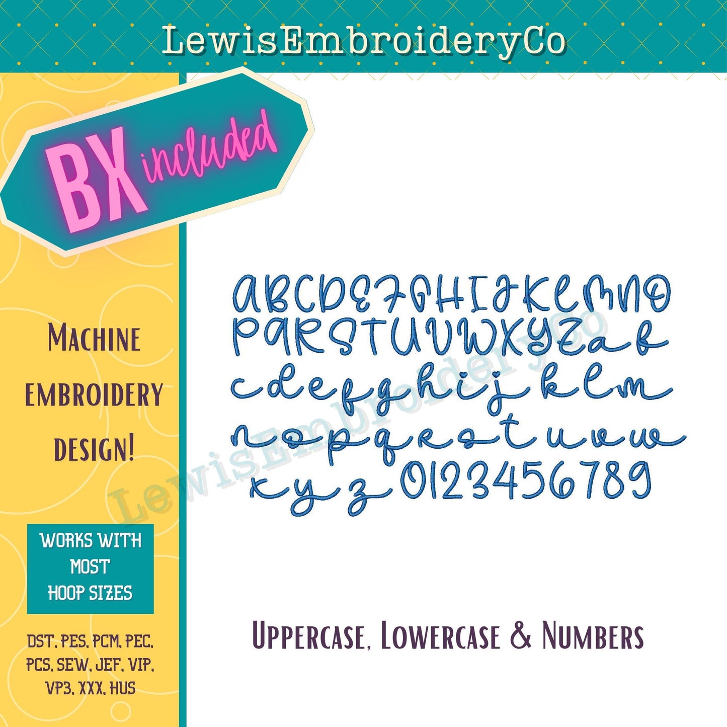 Handwritten Script, Machine Embroidery Font - With BX - (PDF Tutorial Included)
