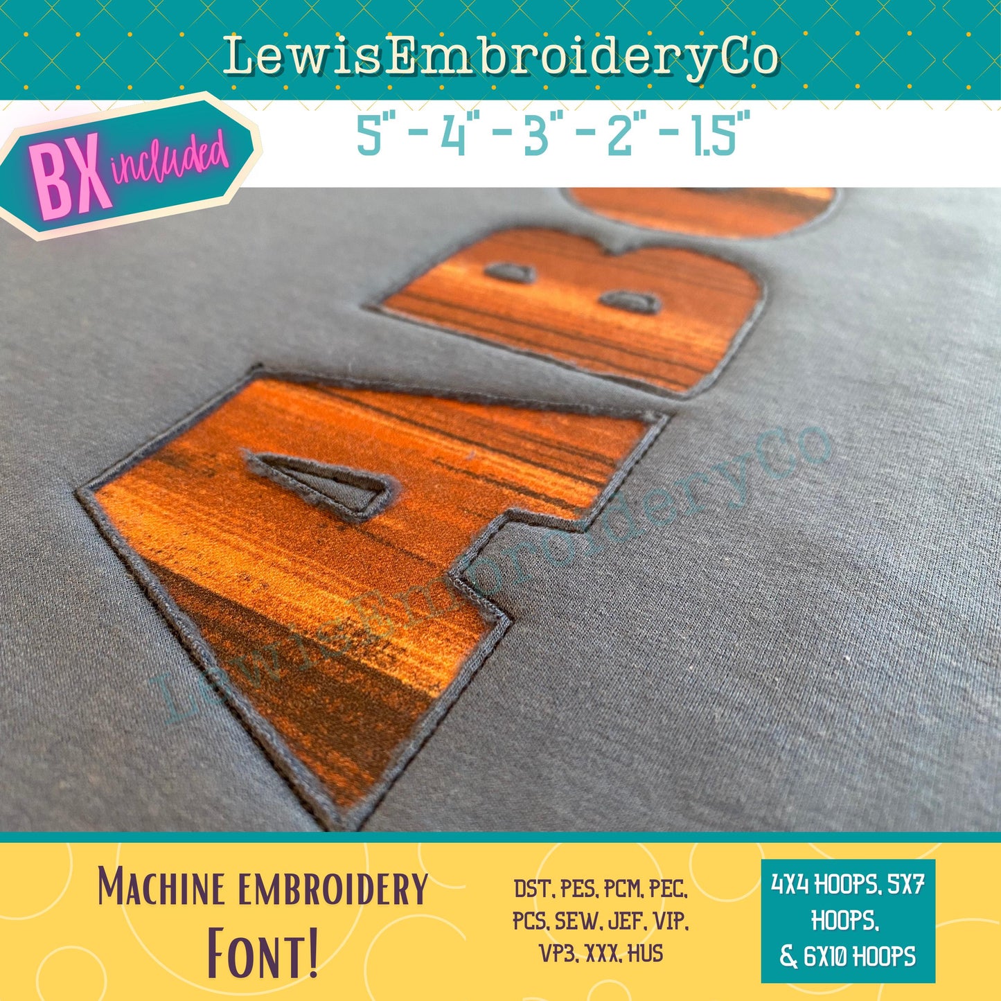 Reverse Applique, Block, Machine Embroidery Font - With BX - (PDF Tutorial Included)
