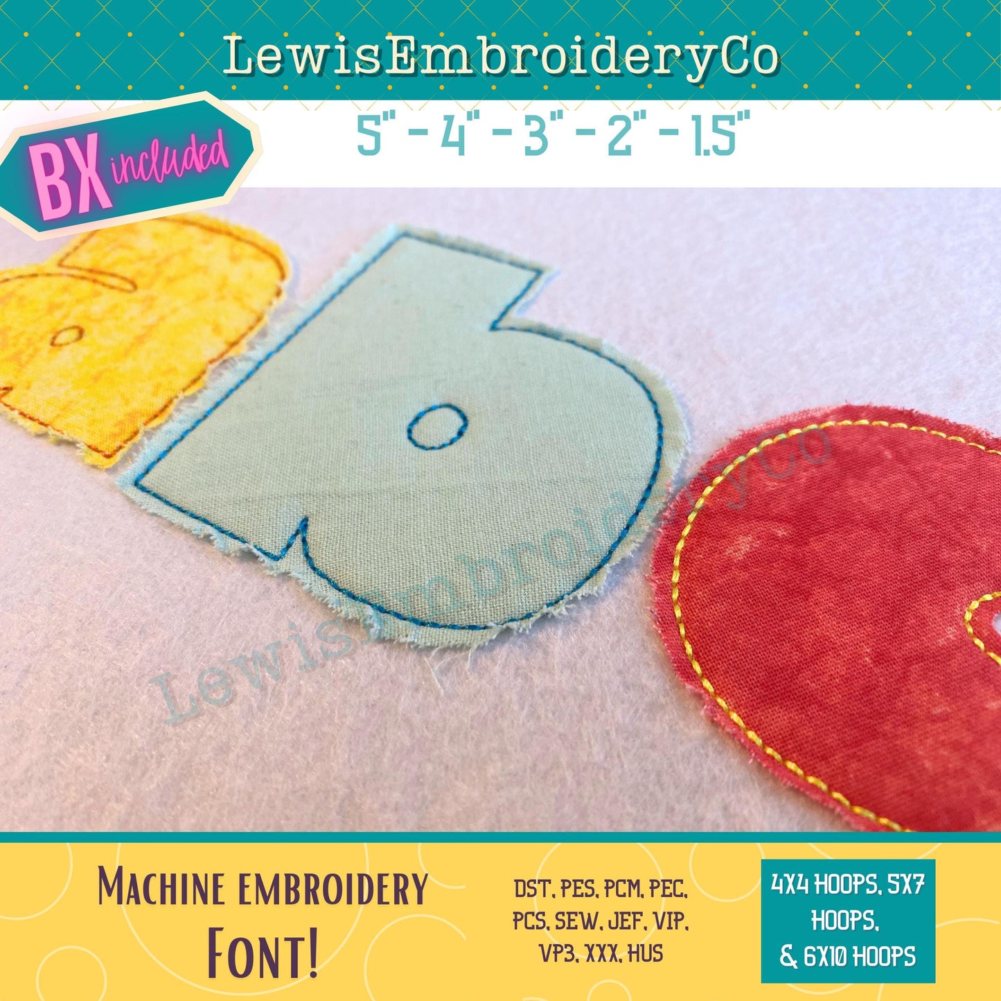 Raggy Applique, Block, Machine Embroidery BX Font - (PDF Tutorial Included)