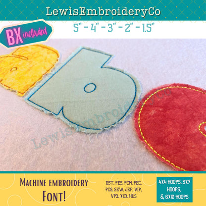 Raggy Applique, Block, Machine Embroidery BX Font - (PDF Tutorial Included)