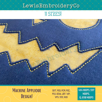 Reverse Applique, Spooky Pumpkin Face, Machine Embroidery Design - (PDF Tutorial Included)