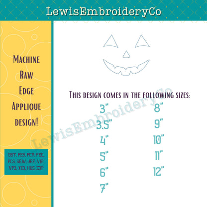 Reverse Applique, Happy Pumpkin Face, Machine Embroidery Design - (PDF Tutorial Included)
