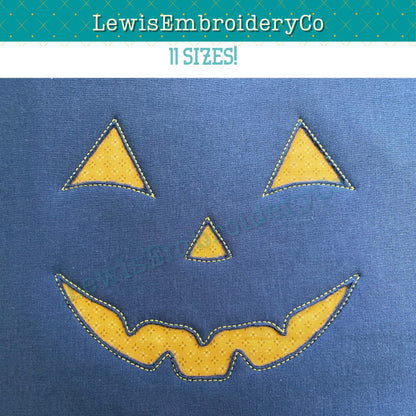Reverse Applique, Happy Pumpkin Face, Machine Embroidery Design - (PDF Tutorial Included)
