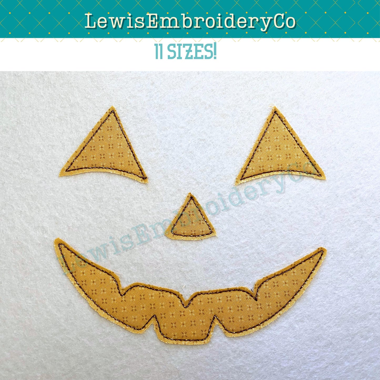 Raggy Applique Happy Pumpkin Face, Machine Embroidery Design - (PDF Tutorial Included)