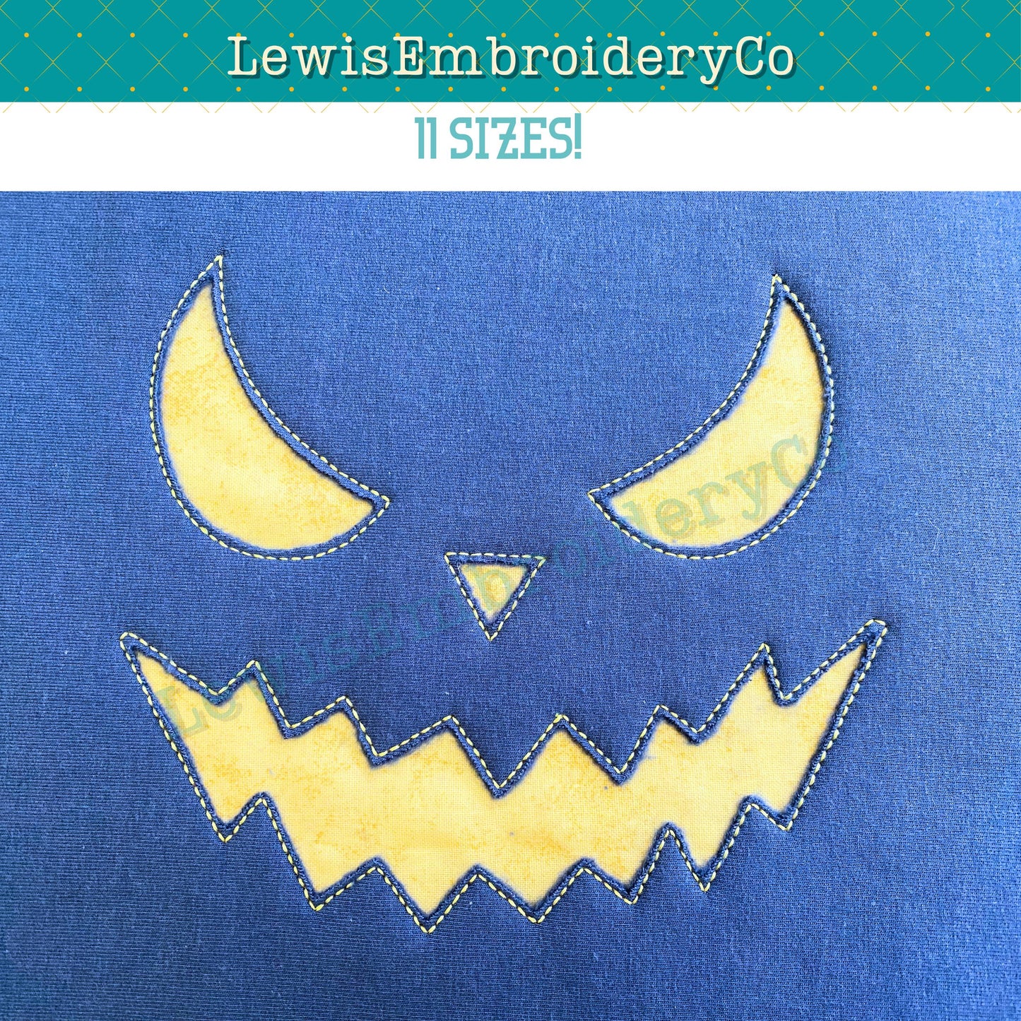Reverse Applique, Spooky Pumpkin Face, Machine Embroidery Design - (PDF Tutorial Included)