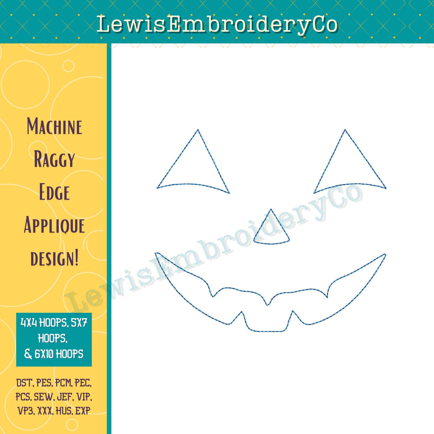 Reverse Applique, Happy Pumpkin Face, Machine Embroidery Design - (PDF Tutorial Included)
