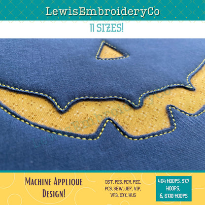 Reverse Applique, Happy Pumpkin Face, Machine Embroidery Design - (PDF Tutorial Included)