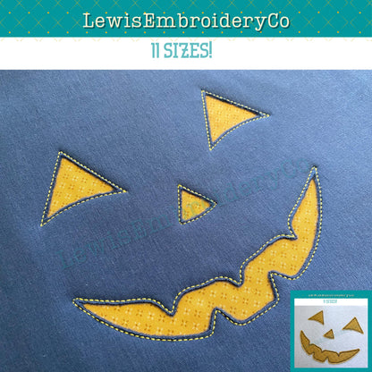 Reverse Applique, Happy Pumpkin Face, Machine Embroidery Design - (PDF Tutorial Included)