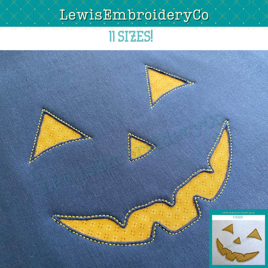 Reverse Applique, Happy Pumpkin Face, Machine Embroidery Design - (PDF Tutorial Included)