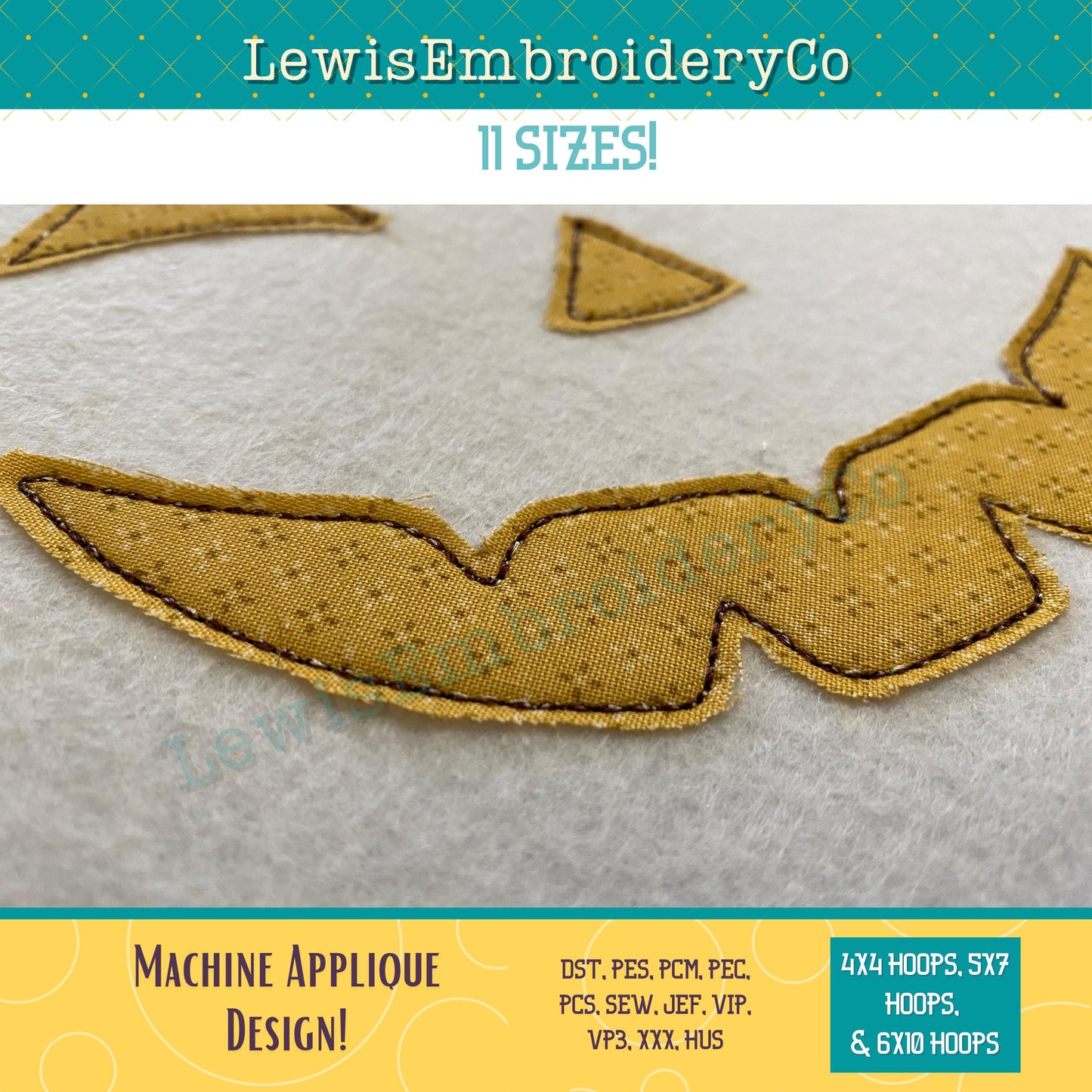 Raggy Applique Happy Pumpkin Face, Machine Embroidery Design - (PDF Tutorial Included)