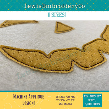 Raggy Applique Happy Pumpkin Face, Machine Embroidery Design - (PDF Tutorial Included)