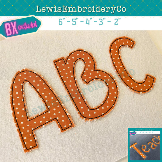 Raggy Edge Applique, Teacher, Machine Embroidery Font - With BX - (PDF Tutorial Included)
