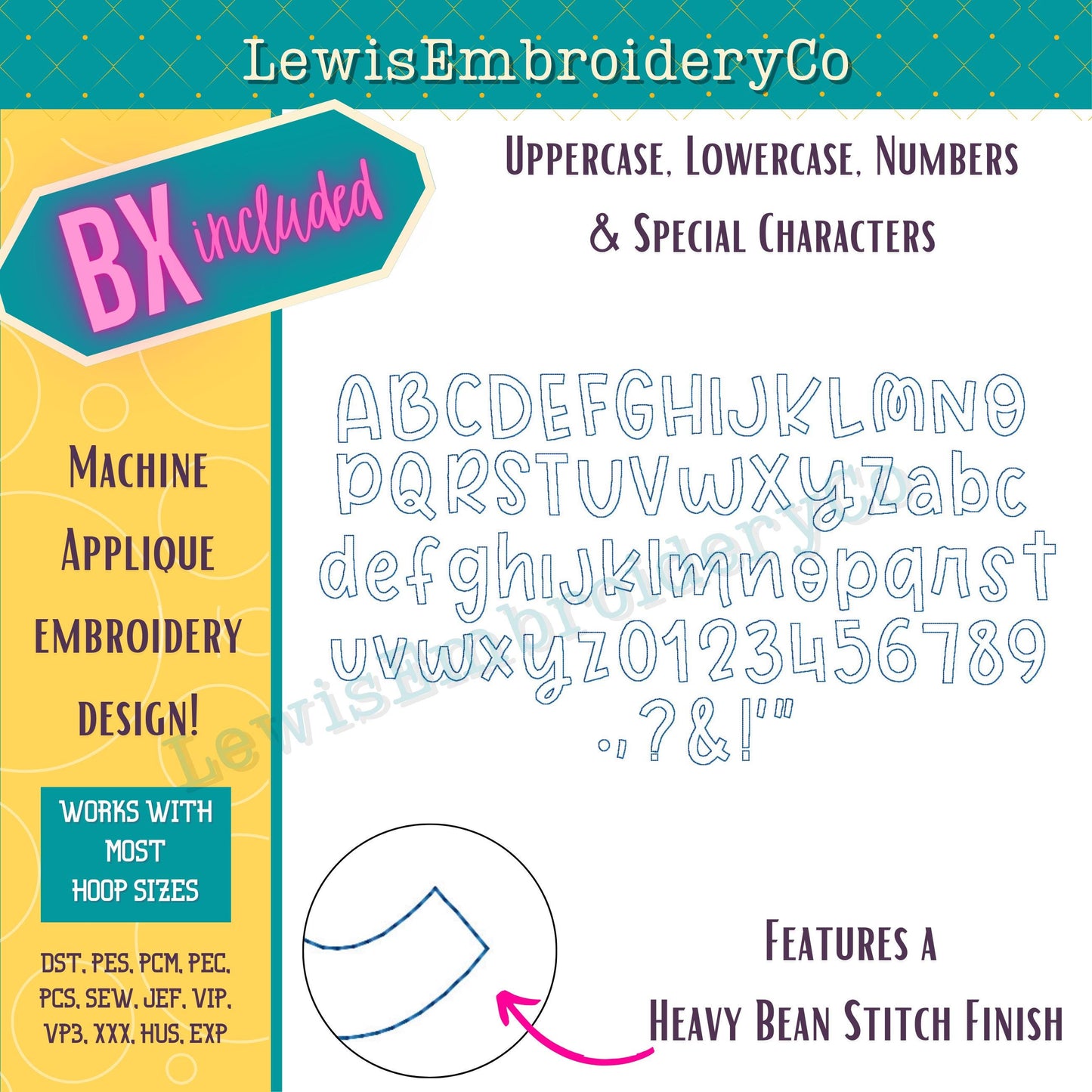 Reverse Applique, Teacher, Machine Embroidery Font - With BX - (PDF Tutorial Included)