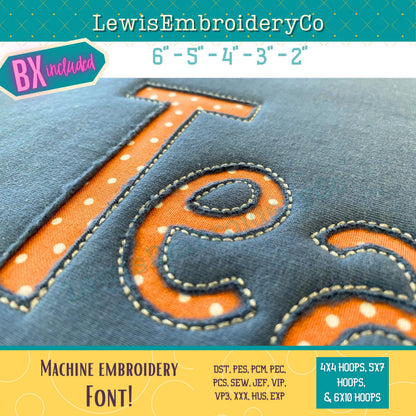 Reverse Applique, Teacher, Machine Embroidery Font - With BX - (PDF Tutorial Included)