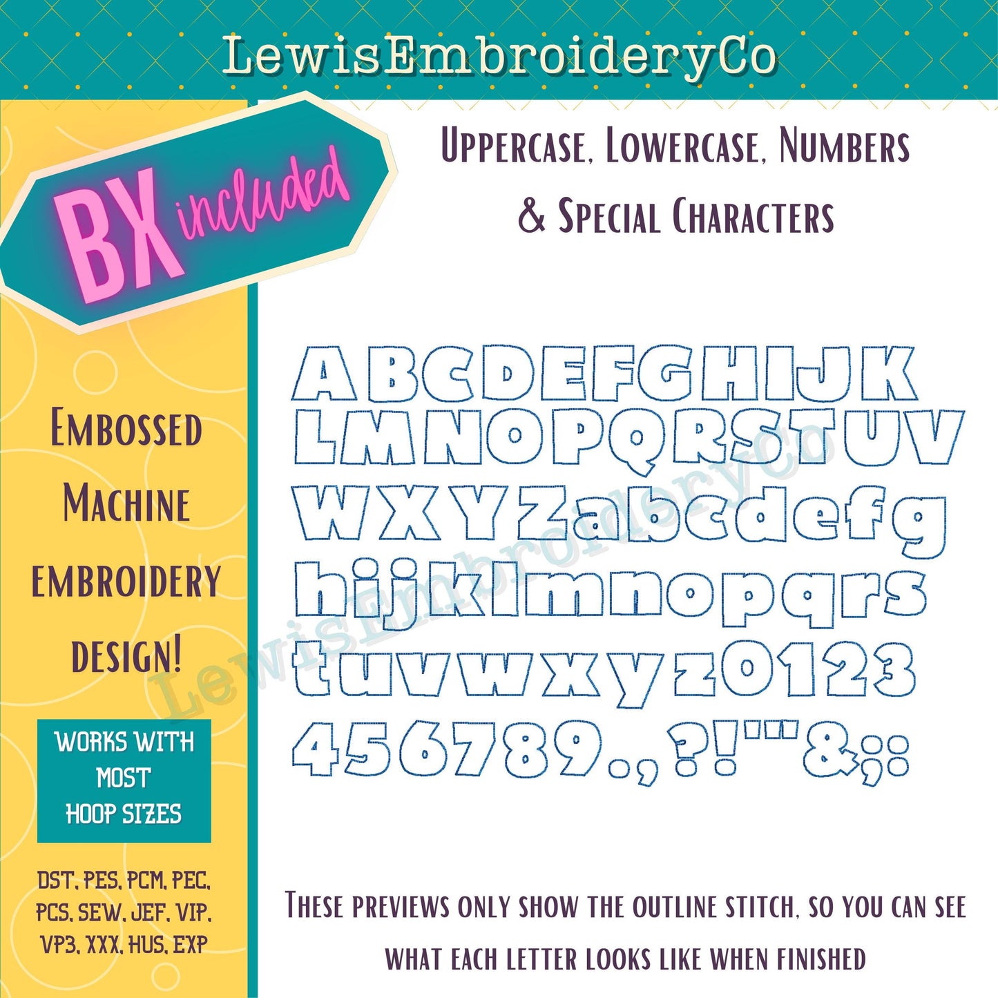 Embossed 3D Puff, Block, Machine Embroidery Font - With BX - (PDF Tutorial Included)